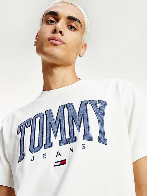 Muške Tommy Hilfiger College Bold Logo Classic Majice Bela | TH241WGB