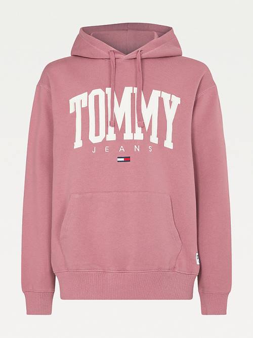 Muške Tommy Hilfiger College Logo Duks Hoodie Roza | TH567XBR