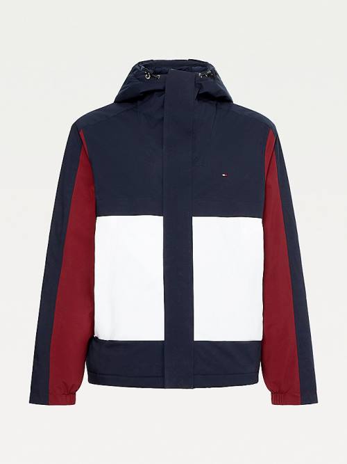 Muške Tommy Hilfiger Colour-Blocked Hooded Jakna Plava | TH728JIB