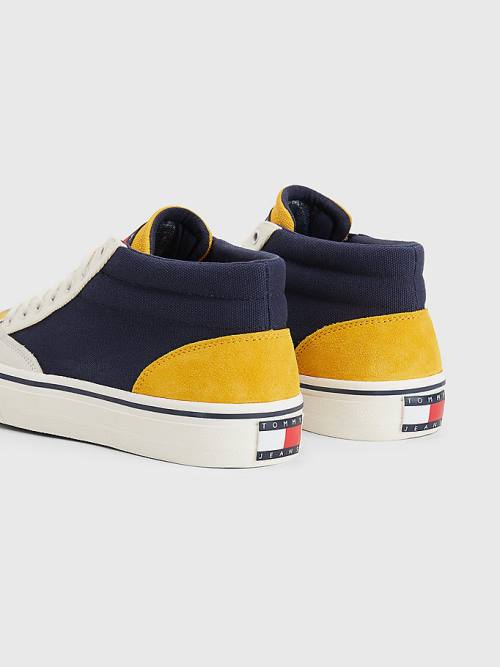 Muške Tommy Hilfiger Colour-Blocked Mid Top Patike Plava | TH386PMS