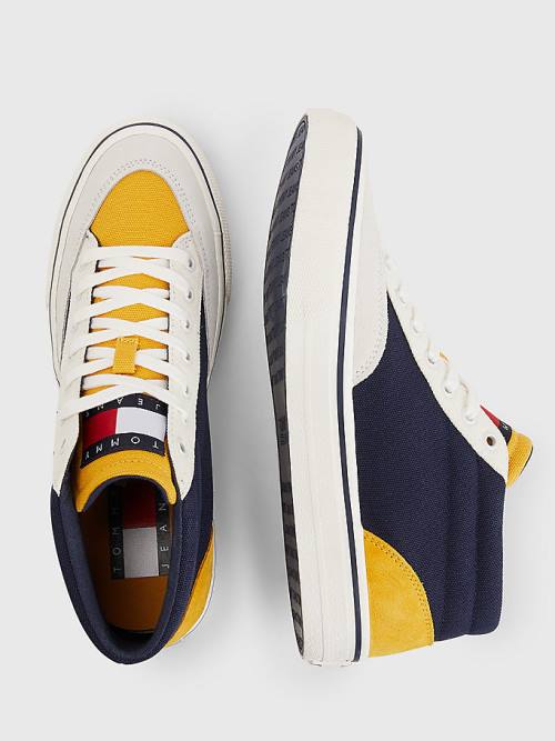 Muške Tommy Hilfiger Colour-Blocked Mid Top Patike Plava | TH386PMS