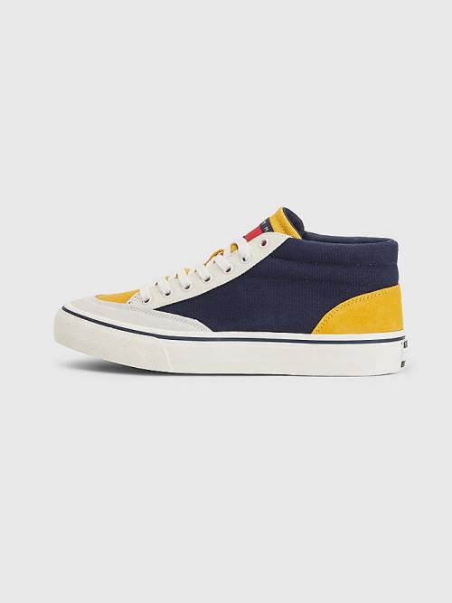 Muške Tommy Hilfiger Colour-Blocked Mid Top Patike Plava | TH386PMS