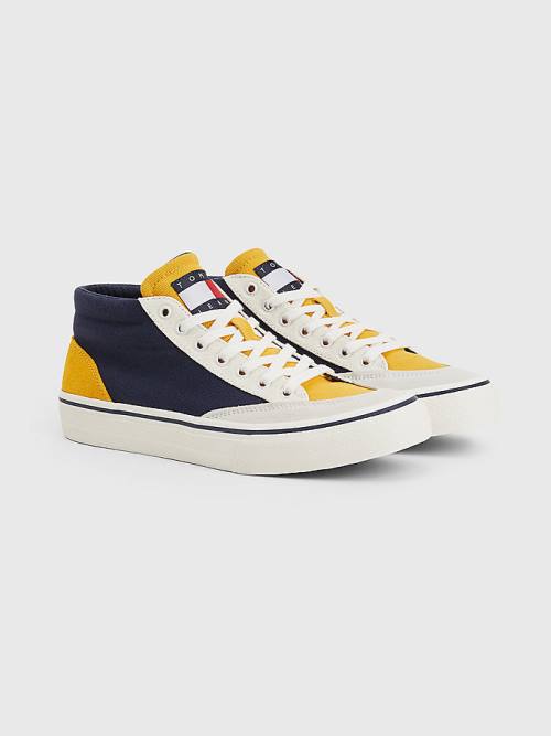 Muške Tommy Hilfiger Colour-Blocked Mid Top Patike Plava | TH386PMS