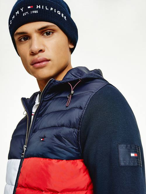 Muške Tommy Hilfiger Colour-Blocked Padded Zip-Thru Duks Hoodie Plava | TH095CJK