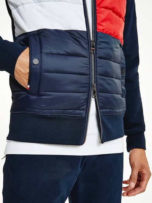 Muške Tommy Hilfiger Colour-Blocked Padded Zip-Thru Duks Hoodie Plava | TH095CJK