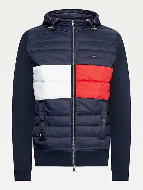 Muške Tommy Hilfiger Colour-Blocked Padded Zip-Thru Duks Hoodie Plava | TH095CJK