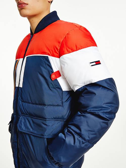 Muške Tommy Hilfiger Colour-Blocked Padded Bomber Jakna Plava | TH698AZM