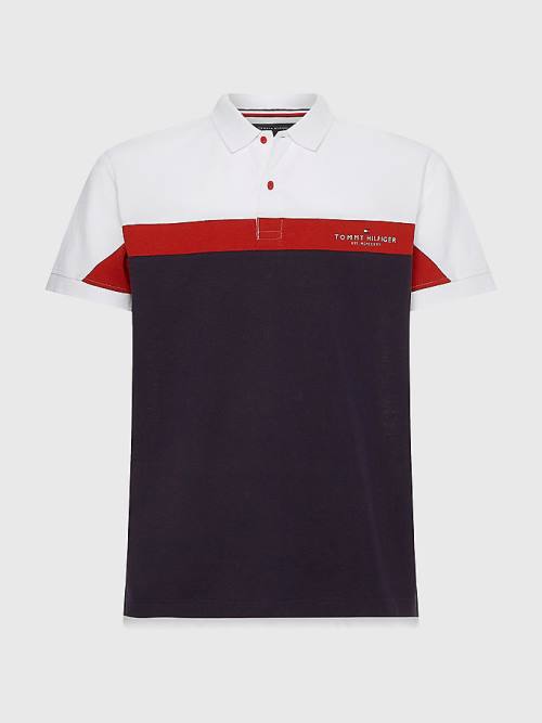 Muške Tommy Hilfiger Colour-Blocked Regular Fit Polo Majice Plava | TH463CTG