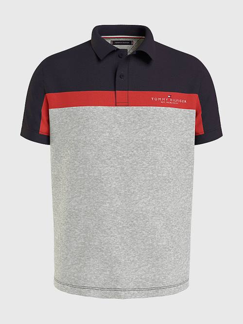 Muške Tommy Hilfiger Colour-Blocked Regular Fit Polo Majice Siva | TH970GKH