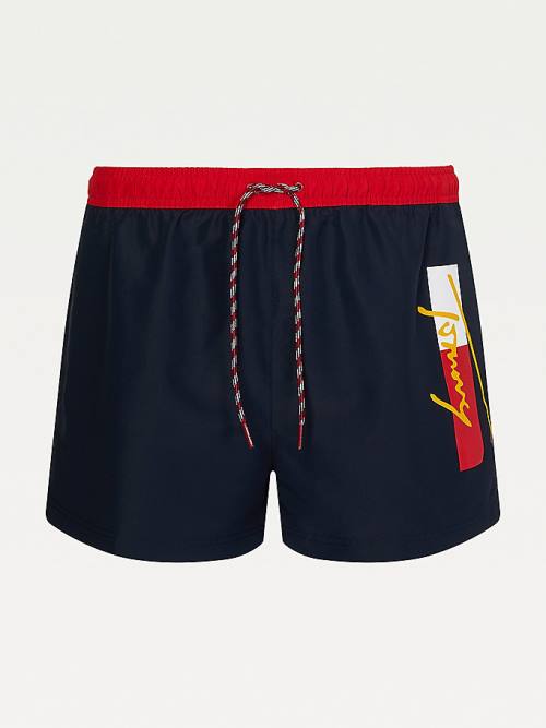 Muške Tommy Hilfiger Colour-Blocked Short Length Shorts Kupaći Kostimi Plava | TH892JIN