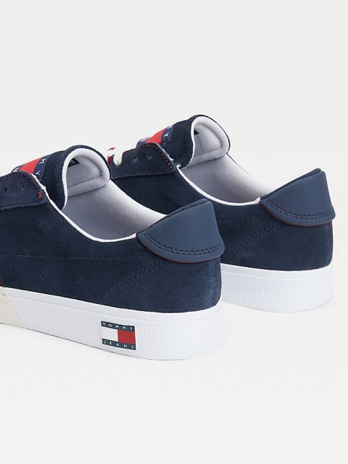 Muške Tommy Hilfiger Colour-Blocked Suede Low-Top Patike Plava | TH023VUI