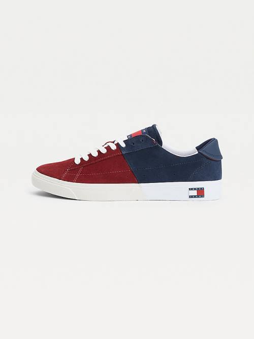 Muške Tommy Hilfiger Colour-Blocked Suede Low-Top Patike Plava | TH023VUI