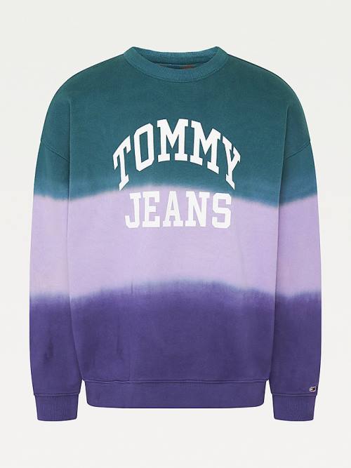 Muške Tommy Hilfiger Colour-Blocked Tie-Dye Crew Neck Duksevi Ljubičasta | TH972RFG