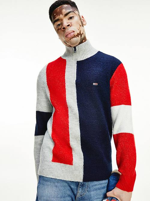 Muške Tommy Hilfiger Colour-Blocked Zip Jumper Džemper Siva | TH613WZI