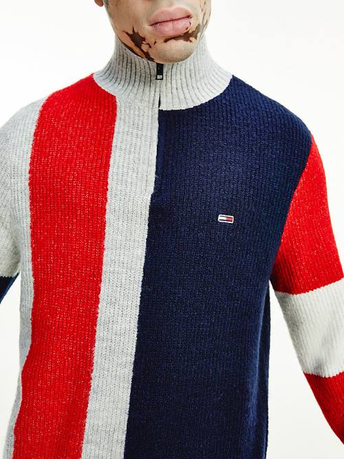 Muške Tommy Hilfiger Colour-Blocked Zip Jumper Džemper Siva | TH613WZI