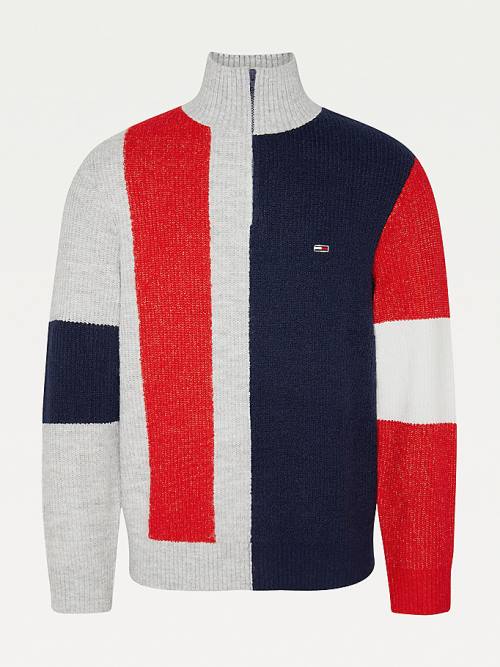 Muške Tommy Hilfiger Colour-Blocked Zip Jumper Džemper Siva | TH613WZI