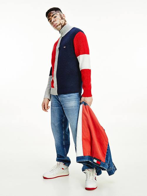 Muške Tommy Hilfiger Colour-Blocked Zip Jumper Džemper Siva | TH613WZI