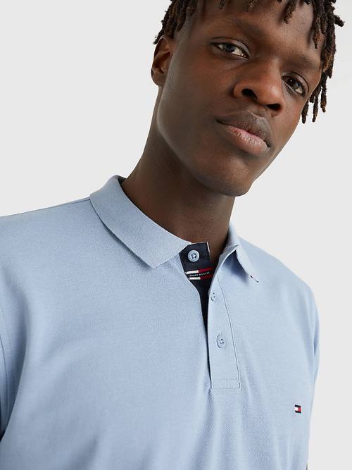 Muške Tommy Hilfiger Contrast Placket Regular Fit Polo Majice Plava | TH150XFU