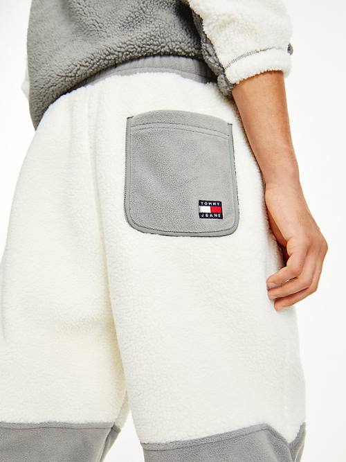 Muške Tommy Hilfiger Cozy Tommy Badge Sherpa Fleece Joggers Pantalone Bela | TH415YUD