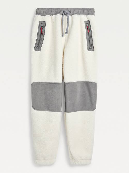 Muške Tommy Hilfiger Cozy Tommy Badge Sherpa Fleece Joggers Pantalone Bela | TH415YUD