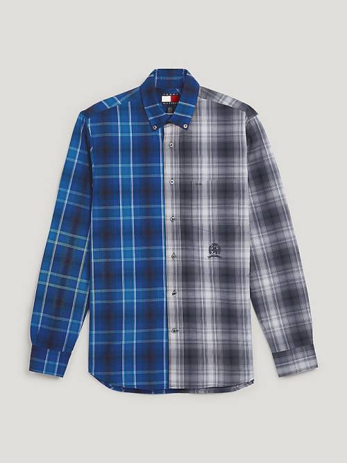 Muške Tommy Hilfiger Crest Contrast Check Košulje Plava | TH489UAL