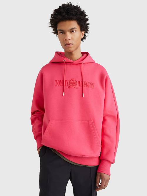 Muške Tommy Hilfiger Crest Duks Hoodie Roza | TH679KNF