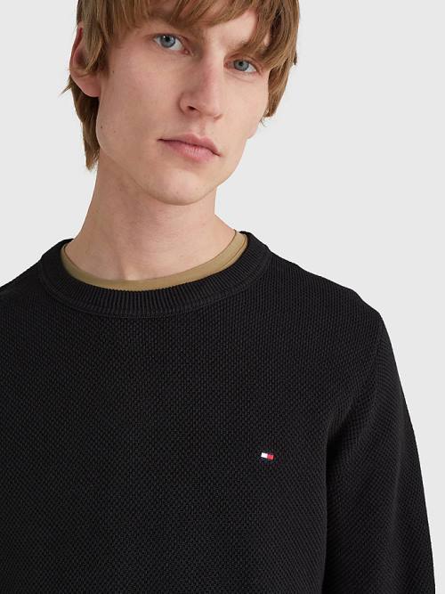 Muške Tommy Hilfiger Crew Neck Jumper Džemper Crna | TH234KDX