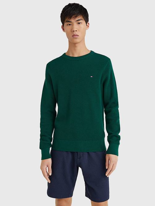 Muške Tommy Hilfiger Crew Neck Jumper Džemper Zeleno | TH713ZIG