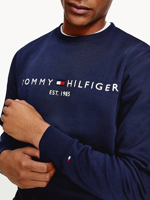 Muške Tommy Hilfiger Crew Neck Logo Duksevi Plava | TH290EBL