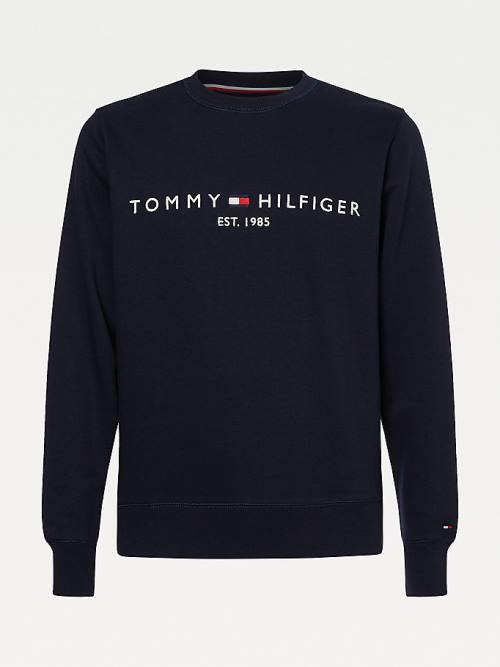 Muške Tommy Hilfiger Crew Neck Logo Duksevi Plava | TH290EBL