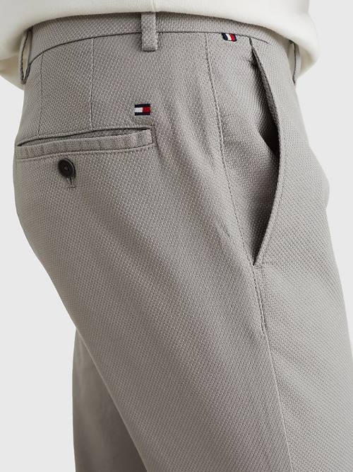 Muške Tommy Hilfiger Denton Basket Weave Straight Fit Chinos Pantalone Siva | TH495RAW