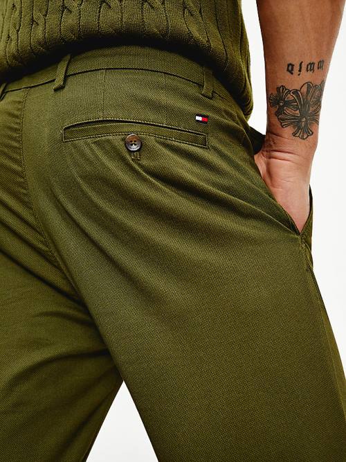 Muške Tommy Hilfiger Denton Fitted Straight Micro Print Pantalone Braon | TH758REK