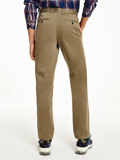 Muške Tommy Hilfiger Denton Straight Fit Satin Chinos Pantalone Braon | TH412FWJ