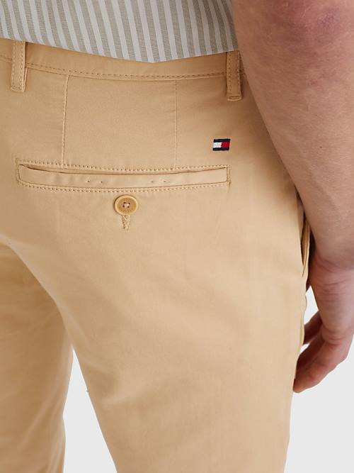 Muške Tommy Hilfiger Denton Straight Fit Satin Chinos Pantalone Bež | TH524RIS