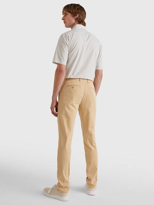 Muške Tommy Hilfiger Denton Straight Fit Satin Chinos Pantalone Bež | TH524RIS