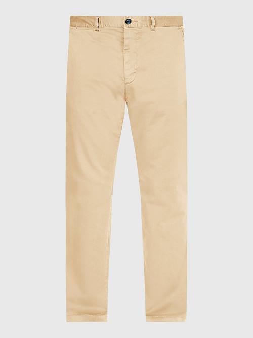 Muške Tommy Hilfiger Denton Straight Fit Satin Chinos Pantalone Bež | TH524RIS