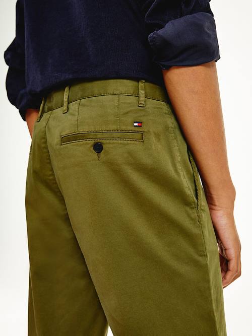 Muške Tommy Hilfiger Denton Straight Fit Satin Chinos Pantalone Braon | TH796HMI