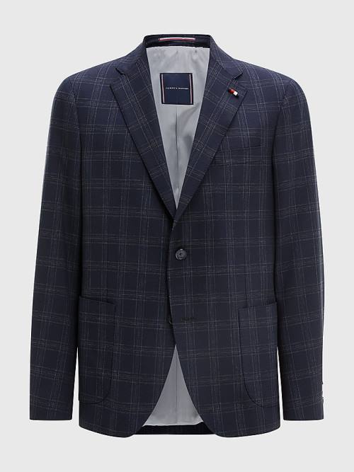 Muške Tommy Hilfiger Dotted Check Slim Fit Sakoi Plava | TH268UHS