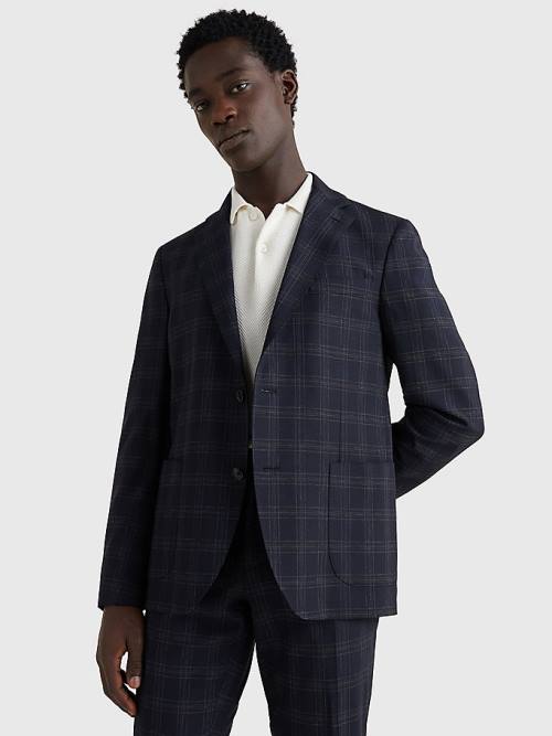 Muške Tommy Hilfiger Dotted Check Slim Fit Sakoi Plava | TH268UHS