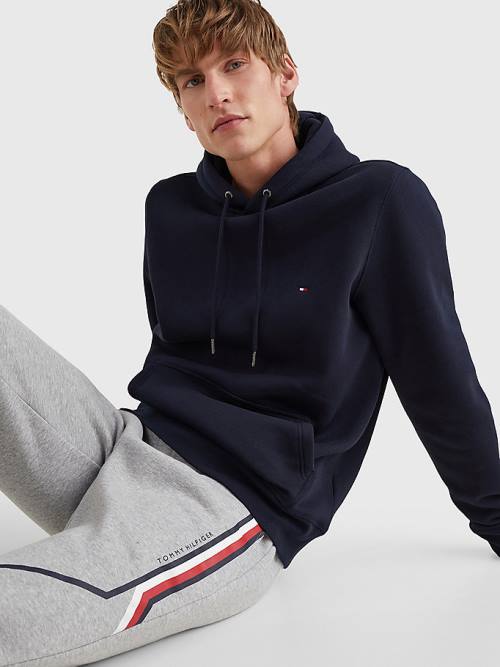 Muške Tommy Hilfiger Drawstring Flag Embroidery Duks Hoodie Plava | TH340APL