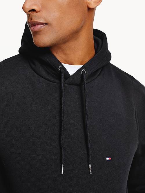 Muške Tommy Hilfiger Drawstring Flag Embroidery Duks Hoodie Crna | TH503JYS