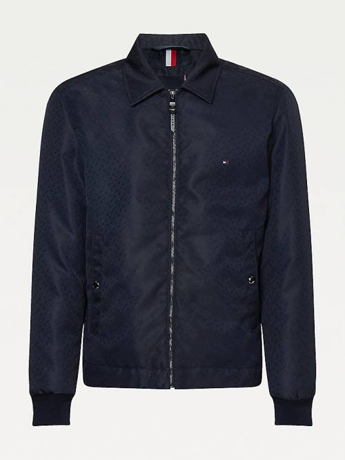 Muške Tommy Hilfiger Elevated Flag Jacquard Zip-Thru Jakna Plava | TH528YTP