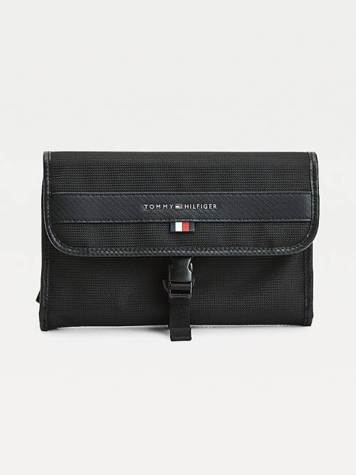 Muške Tommy Hilfiger Elevated Metal Logo Travel Washbag Torbe Crna | TH610ZCK