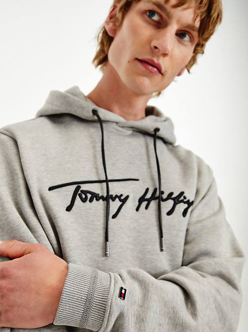 Muške Tommy Hilfiger Elevated TH Signature Duks Hoodie Siva | TH342HGO