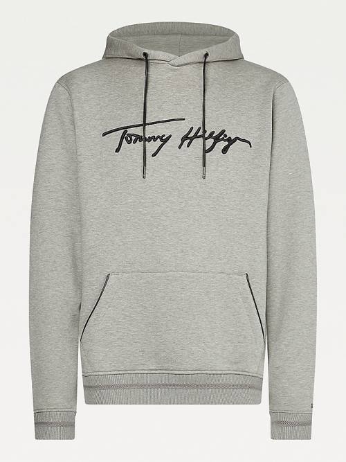 Muške Tommy Hilfiger Elevated TH Signature Duks Hoodie Siva | TH342HGO