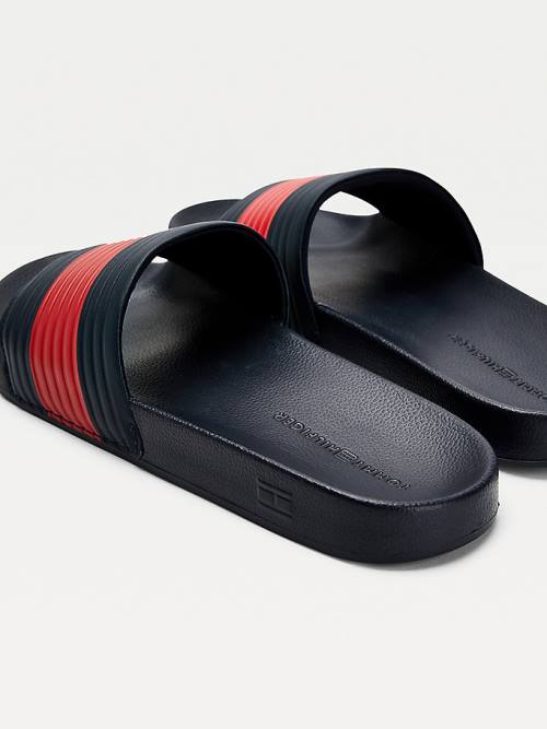 Muške Tommy Hilfiger Embossed Flag Pool Slides Sandale Plava | TH175UTL