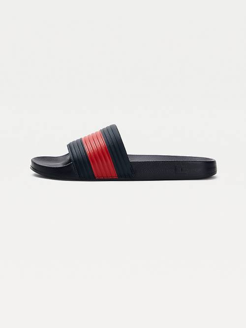 Muške Tommy Hilfiger Embossed Flag Pool Slides Sandale Plava | TH175UTL