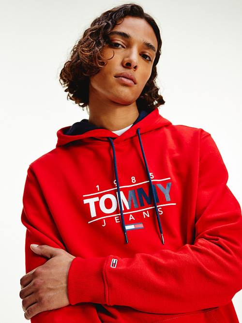 Muške Tommy Hilfiger Essential Graphic Duks Hoodie Crveni | TH193RAZ