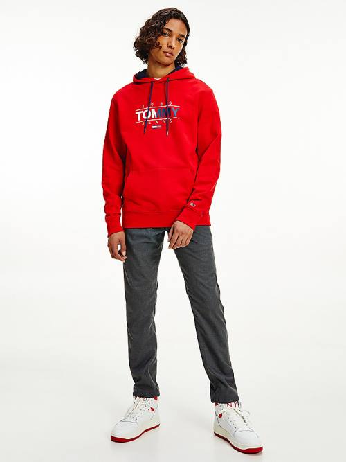 Muške Tommy Hilfiger Essential Graphic Duks Hoodie Crveni | TH193RAZ