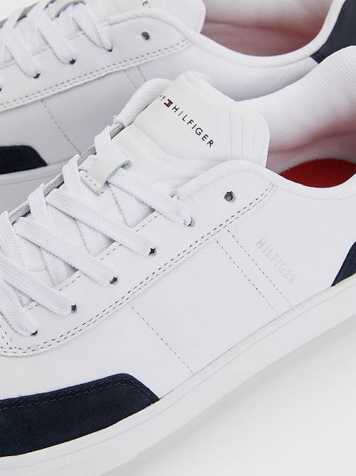 Muške Tommy Hilfiger Essential Leather Cupsole Patike Bela | TH487SAE